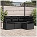 Set di divani da giardino 4 pezzi con cuscini neri in polyrattan, Divano da giardino 2 posti con cuscini neri in polyrattan - Foto miniatura 2