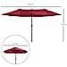 Ombrellone Da Giardino 460x270x240cm Doppio Con Apertura A Manovella, Acciaio E Poliestere Rosso Vino - Foto miniatura 3