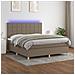 Letto a Molle con Materasso e LED Tortora 180x200 cm in Tessuto - Foto miniatura 4