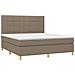 Letto a Molle con Materasso e LED Tortora 180x200 cm in Tessuto - Foto miniatura 5