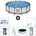 Piscina Fuori Terra - In Giro - 427x122 Cm - Grigio - Include Accessori Coordinati Cb32 - Foto miniatura 1