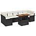 Set Divano da Giardino 8 Pezzi con Cuscini Nero Rattan PE Acacia - Foto miniatura 1
