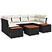 Set Divano da Giardino da 7 Pezzi con Cuscini Nero in Polirattan Acacia - Foto miniatura 1