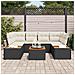 Set Divano da Giardino da 7 Pezzi con Cuscini Nero in Polirattan Acacia - Foto miniatura 3