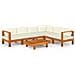 Set Divani Giardino 7 pz Cuscini Bianco Crema in Legno d'Acacia - Foto miniatura 1