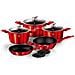 Burgundy Set Pentole Induzione 10-piece Alluminio Antiaderente 3 Casseruoli, 2 Padelle Rosso - Foto miniatura 2