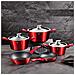 Burgundy Set Pentole Induzione 10-piece Alluminio Antiaderente 3 Casseruoli, 2 Padelle Rosso - Foto miniatura 3