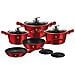Burgundy Set Pentole Induzione 10-piece Alluminio Antiaderente 3 Casseruoli, 2 Padelle Rosso - Foto miniatura 1