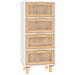 Credenza Bianca 40x30x90cm Legno Massello Pino Rattan Naturale - Foto miniatura 2