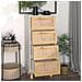 Credenza Bianca 40x30x90cm Legno Massello Pino Rattan Naturale - Foto miniatura 3