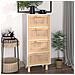 Credenza Bianca 40x30x90cm Legno Massello Pino Rattan Naturale - Foto miniatura 1
