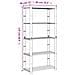 Scaffale A 5 Livelli Grigio 80x38x170 Cm In Legno Di Pino - Foto miniatura 7