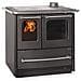 Stufa Cucina A Legna In Acciaio Porcellanato Con Forno Easy Evo 2.0 - Black - Foto miniatura 1