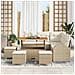 Set di Divani da Giardino con 9 Pezzi e Cuscini Beige Polyrattan Acacia, Divano da Giardino a 2 Posti con Cuscini Beige Polyrattan, Set da Pranzo da Giardino con 4 Pezzi e Cuscini Beige Polyrattan Acacia - Foto miniatura 3