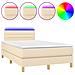 Letto a Molle con Materasso e LED Crema 120x200cm in Tessuto - Foto miniatura 1