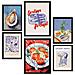 Set Di 6 Stampe Illustrazioni Decorative Di Cibo E Dieta Mediterranea In Stile Pop Art Incorniciate Con A3 & A4 Cornice Nera - Foto miniatura 1