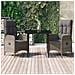 Set Salotto Giardino 3 pz con Cuscini Nero e Grigio Polyrattan - Foto miniatura 2