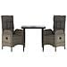 Set Salotto Giardino 3 pz con Cuscini Nero e Grigio Polyrattan - Foto miniatura 3