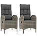 Set Salotto Giardino 3 pz con Cuscini Nero e Grigio Polyrattan - Foto miniatura 4