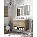 Mobile Sottolavabo Shreveport, Mobiletto Per Bagno A 2 Ante, Armadietto Sospeso Con Ripiano E Specchio, Lavabo Non Incluso, 80x45h64 Cm, Quercia - Foto miniatura 1