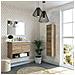 Mobile Sottolavabo Shreveport, Mobiletto Per Bagno A 2 Ante, Armadietto Sospeso Con Ripiano E Specchio, Lavabo Non Incluso, 80x45h64 Cm, Quercia - Foto miniatura 4