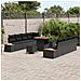 Set Divano da Giardino 11 Pezzi con Cuscini Nero Polyrattan Acacia, Set da Pranzo da Giardino 3 Pezzi con Cuscini Nero Polyrattan Acacia - Foto miniatura 3