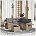 Set Divano da Giardino 6 pz con Cuscini Beige in Polyrattan - Foto miniatura 2