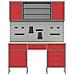 Set da lavoro con armadietto e pegboard da 7 pezzi rosso in MDF e metallo - Foto miniatura 7