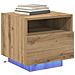 Comodino  con luci LED Rovere artigianale 40x39x37 cm - Foto miniatura 3