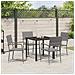 Set da Pranzo per Giardino 5 pcs Grigio Poly Rattan - Foto miniatura 4