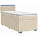 Letto box spring con materasso Crema 100 x 200 cm Tessuto - Foto miniatura 1