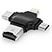 Lettore Schede Micro Sd 4 In 1 Usb-c / Lightning / Micro-usb / Usb Compatto Nero - Foto miniatura 2