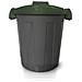 Bidone Dusty 25 Litri Con Maniglie - Grigio Con Coperchio Verde - - Foto miniatura 1