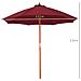 Ombrellone Da Giardino Con Tettuccio Antivento In Poliestere Rosso E Palo In Legno Ø257x253cm - Foto miniatura 6