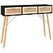 Tavolo Consolle Nero 105x30x75cm Massello Pino Rattan Naturale - Foto miniatura 2