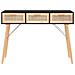 Tavolo Consolle Nero 105x30x75cm Massello Pino Rattan Naturale - Foto miniatura 3