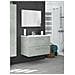 Mobile Sottolavabo Inglewood, Mobiletto Per Bagno Sospeso, Armadio A 2 Cassetti E Specchio, 80x45h57 Cm, Cemento - Foto miniatura 1