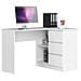 Scrivania ad angolo B16 destro, 3 cassetti, 124x85x77 cm, Colore Bianco - Foto miniatura 1