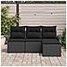 Set di divani da giardino 4 Pezzi con cuscini Nero Polyrattan - Foto miniatura 3