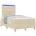 Letto con Box Spring e Materasso & LED Panna 120x190 cm in Tessuto - Foto miniatura 1