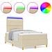 Letto con Box Spring e Materasso & LED Panna 120x190 cm in Tessuto - Foto miniatura 4