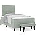 Letto con Rete Sospesa con Materasso e Panca Grigio Chiaro 120x200 cm Velluto - Foto miniatura 4