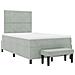 Letto con Rete Sospesa con Materasso e Panca Grigio Chiaro 120x200 cm Velluto - Foto miniatura 8