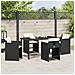 Set da Pranzo per Giardino con cuscino 5 pcs Nero Poly Rattan - Foto miniatura 4