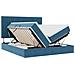 Letto con luci a strisce a LED Blu Scuro 180 x 200 cm Velluto - Foto miniatura 1