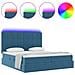 Letto con luci a strisce a LED Blu Scuro 180 x 200 cm Velluto - Foto miniatura 4