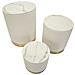 Set 3 Pouf Contenitore Shop In Tessuto Matelassé Crema Con Piano In Marmo E Base Oro Ø60x80, Ø50x60 E Ø40x40 Cm - Foto miniatura 3