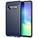Custodia Compatibile Con Samsung Galaxy S10 In Brushed Blu - Coperchio Protettivo In Silicone Tpu Flessibile In Look Acciaio Inossidabile-fibra Di Carbonio - Foto miniatura 1