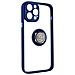 Cover Iphone 14 Pro Bimateria Anello Metallico Supporto Blu - Foto miniatura 2