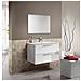 Mobile Sottolavabo Inglewood, Mobiletto Per Bagno Sospeso, Armadio A 2 Cassetti E Specchio, 80x45h57 Cm, Bianco Lucido - Foto miniatura 1